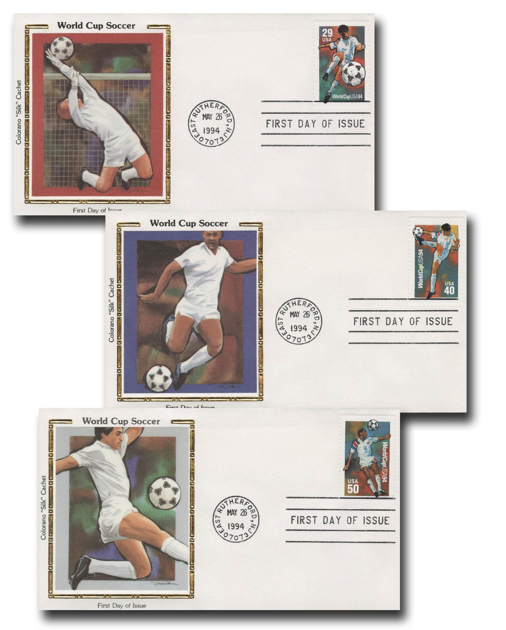 激レア World Cup USA 94 記念ライセンスプレート 2834-36 - 1994 29-50c World Cup Soccer - Mystic Stamp Company