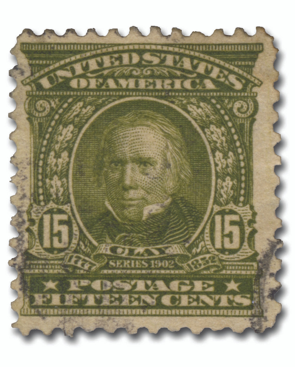 309 - 1903 15c Henry Clay, Olive Green, Double Line Watermark
