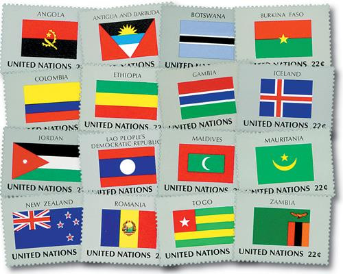 レア！UNITED NATIONS SOUVENIR FLAG STAMPS UN477-92 - 1986 World Flags - Mystic Stamp Company