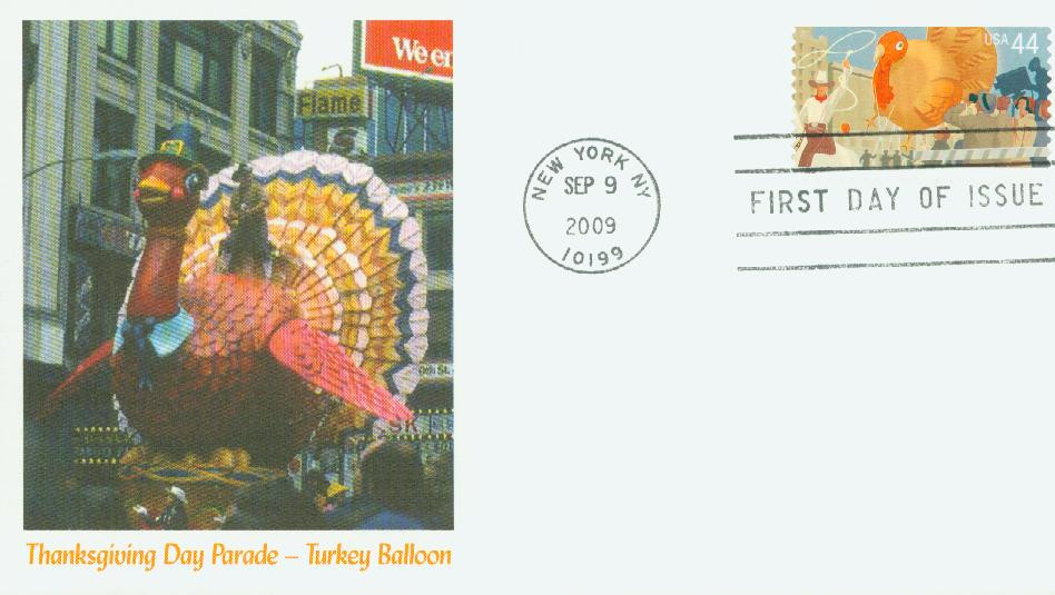 4420 - 2009 44c Thanksgiving Day Parade: Turkey Balloon - Mystic