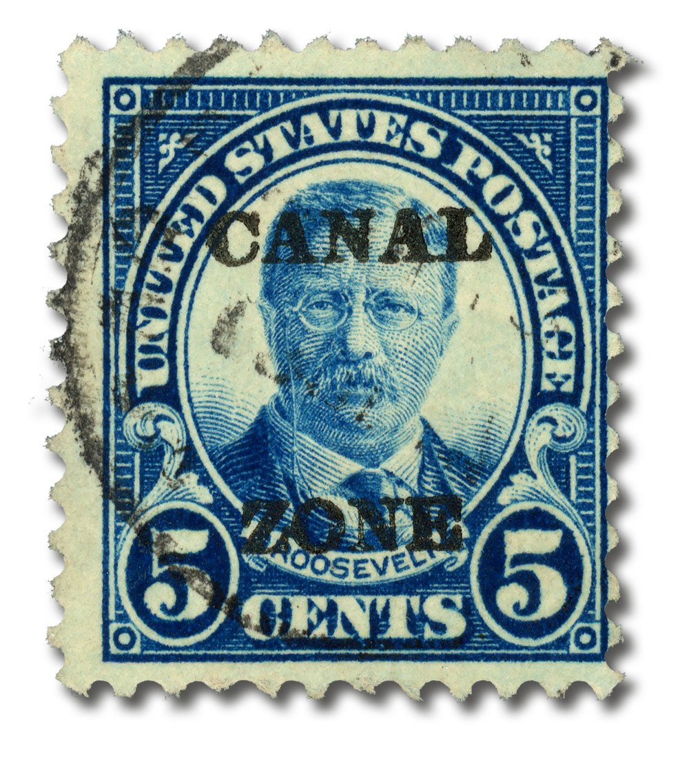 CZ74 - 1924 5c Theodore Roosevelt, Dark Blue, Canal Zone Overprint