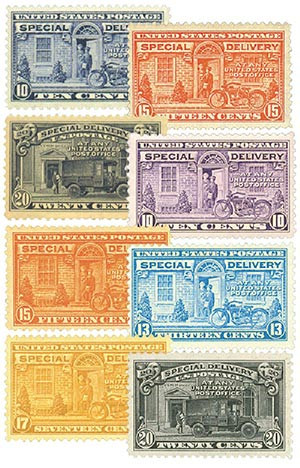 E12-19 - 1922-1951 Special Delivery, Set of 8 Stamps - Mystic