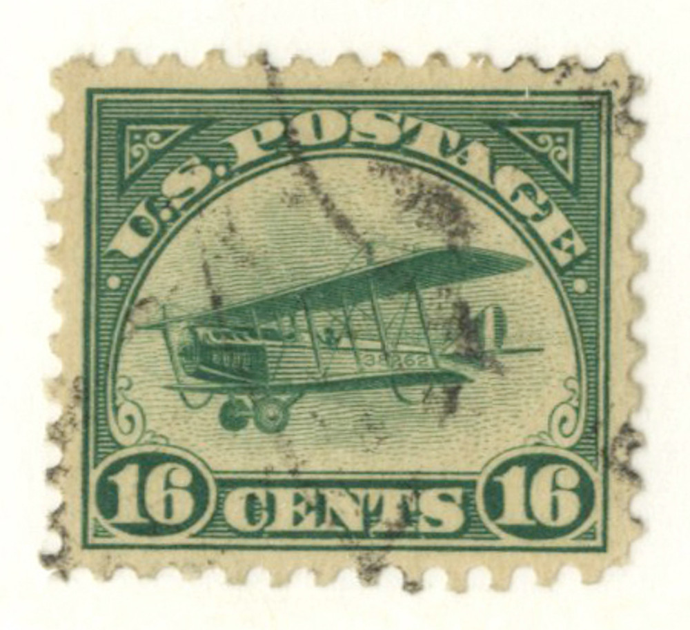 C2 - 1918 16c Curtiss Jenny, green - Mystic Stamp Company