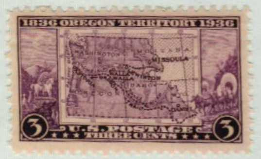 783 - 1936 3c Oregon Territory Centennial, Purple - Mystic Stamp