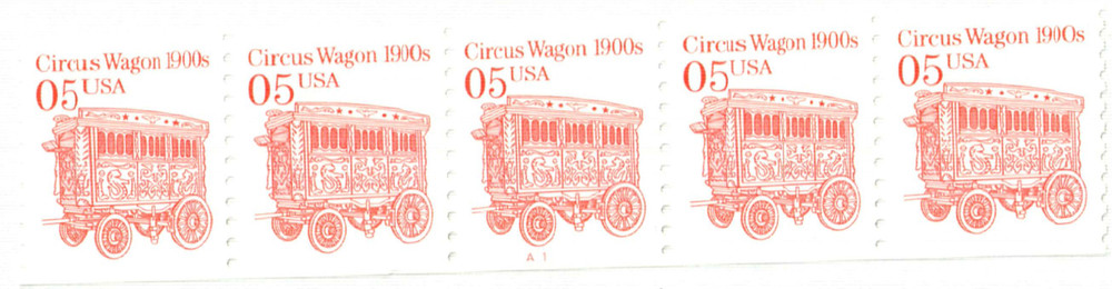 2452B - 1992 5c Transportation Series: 1900s Circus Wagon, White