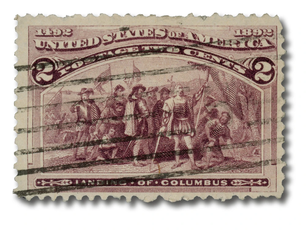 231c - 1893 2c Landing of Columbus, Brown Violet, Broken Hat