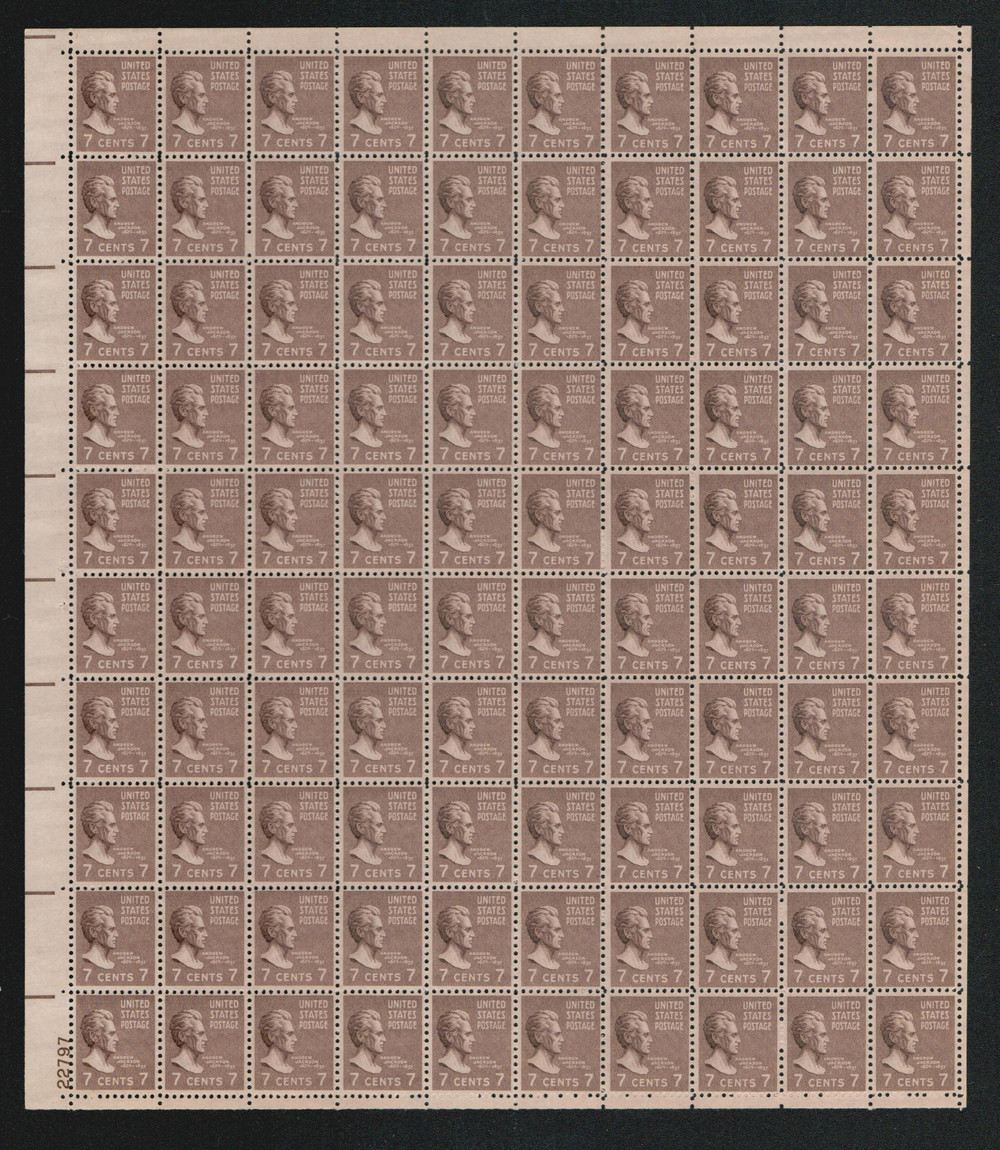 812 - 1938 7c Andrew Jackson, Sepia, Perf. 11x10.5 - Mystic Stamp