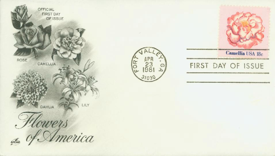 1877 - 1981 18c Flowers: Camellia - Mystic Stamp Company