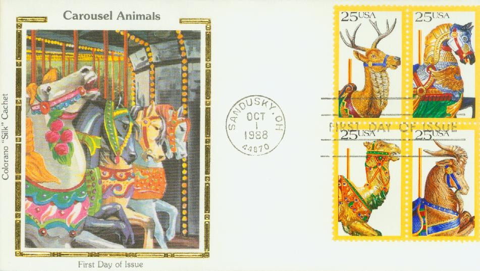2390-93 - 1988 25c Carousel Animals - Mystic Stamp Company