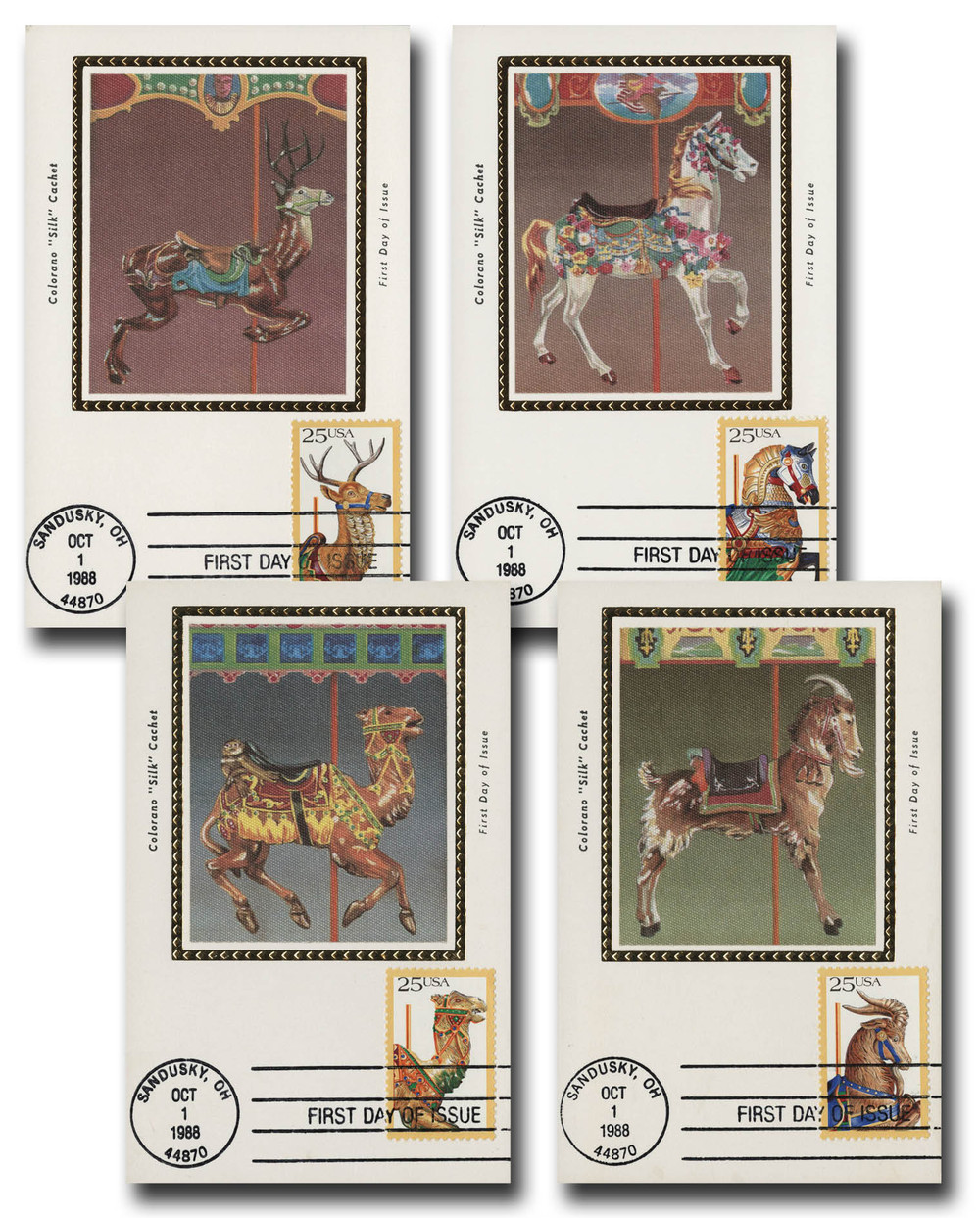 2390-93 - 1988 25c Carousel Animals - Mystic Stamp Company