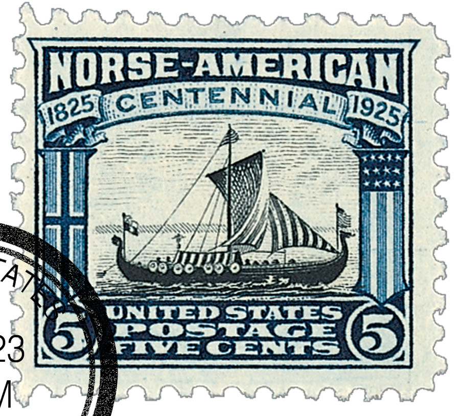 621 - 1925 5c Viking Ship, Dark Blue & Black - Mystic Stamp Company