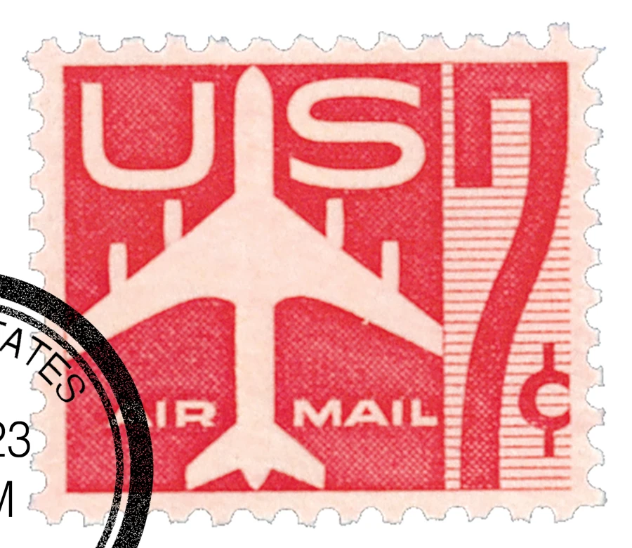 C60 - 1960 7c Jet Airliner, Carmine, Perf. 10.5x11 - Mystic Stamp