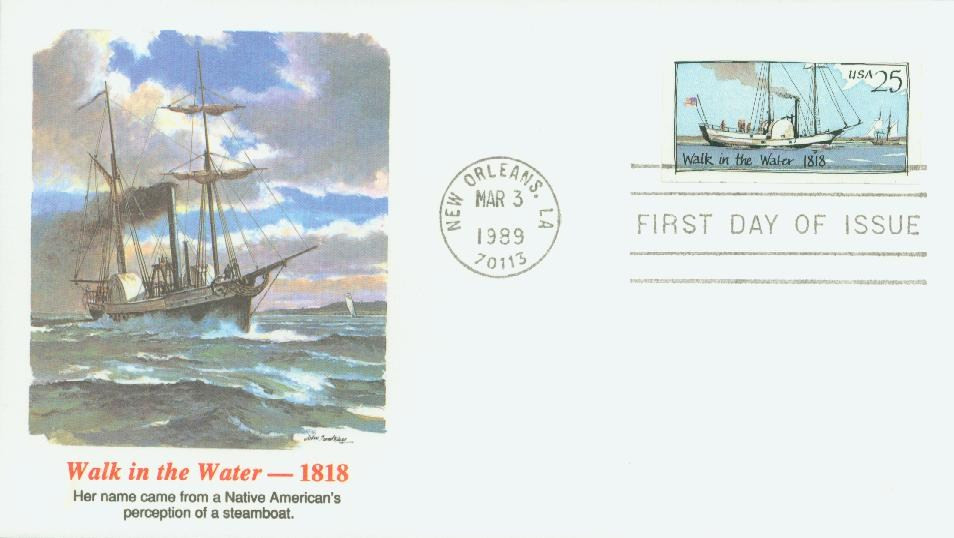 2409 - 1989 25c Steamboats: Walk in the Water 1818 - Mystic Stamp