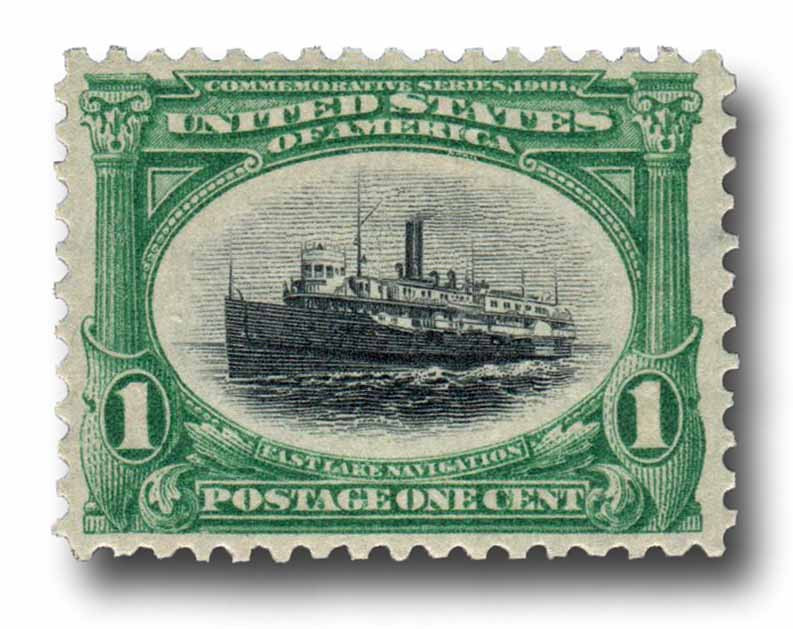 294 - 1901 1c Fast Lake Navigation, Green & Black - Mystic Stamp