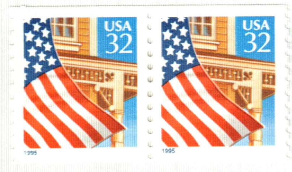 2914 - 1995 32c Flag Over Porch, Blue Date, Coil - Mystic Stamp