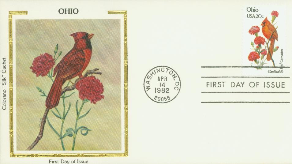1987 - 1982 20c State Birds & Flowers: Ohio - Mystic Stamp Company