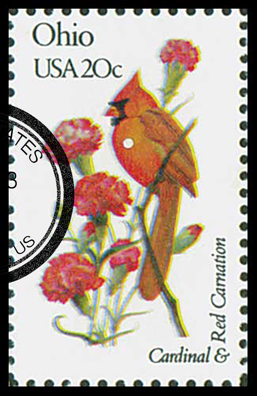 1987 - 1982 20c State Birds & Flowers: Ohio - Mystic Stamp Company