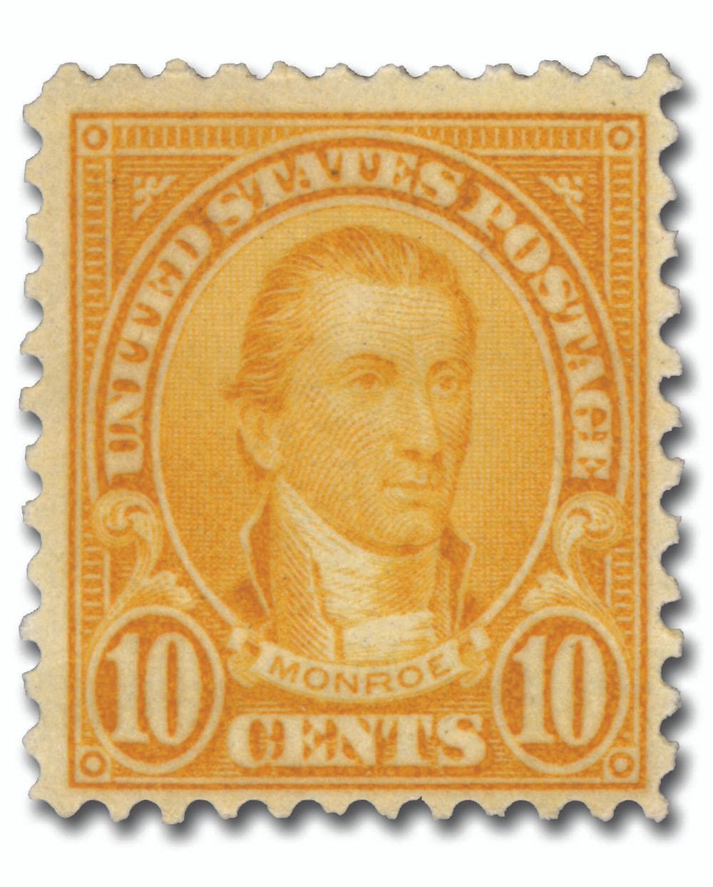 642 - 1927 10c James Monroe, Orange, Perf. 11x10.5 - Mystic Stamp