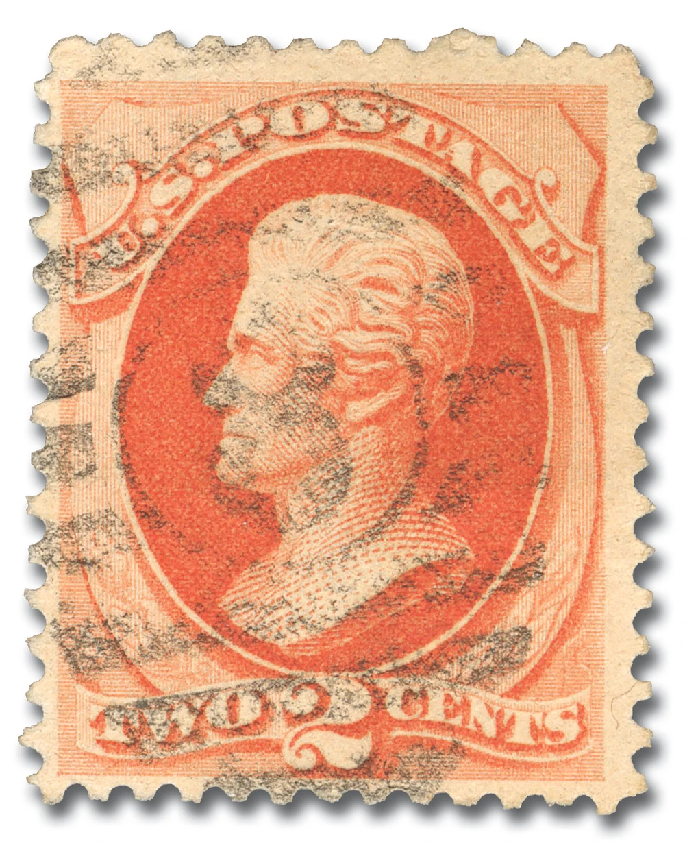 183 - 1879 2c Andrew Jackson, Vermilion, Soft Paper, Perf. 12