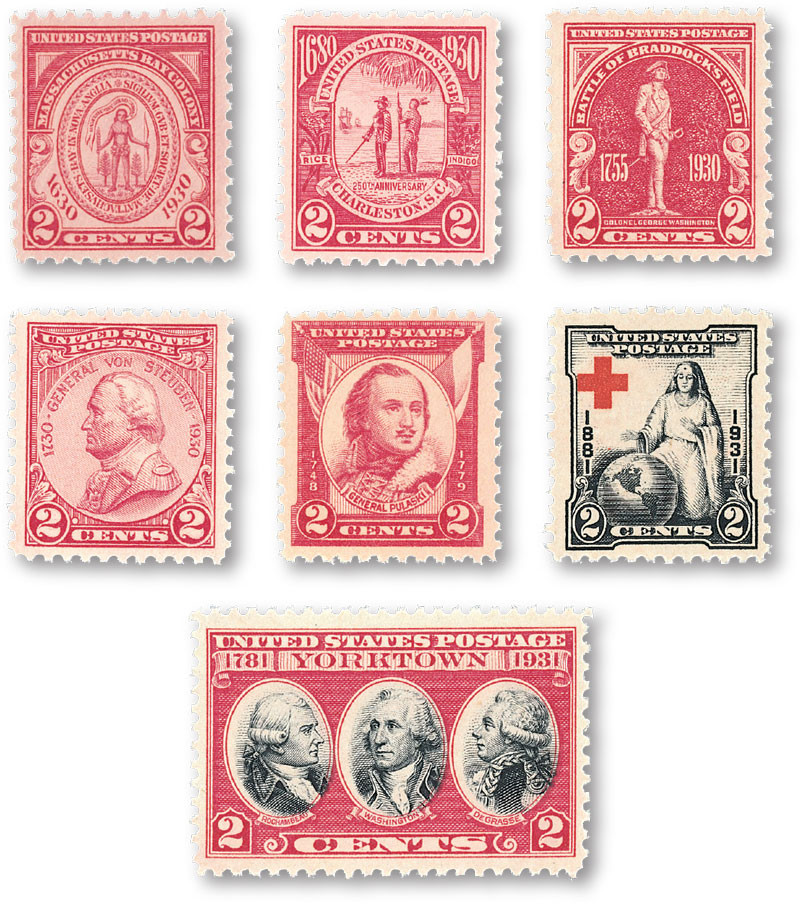 YS1930-31C - 1930-31 Complete Commemorative Year Set, 7 stamps