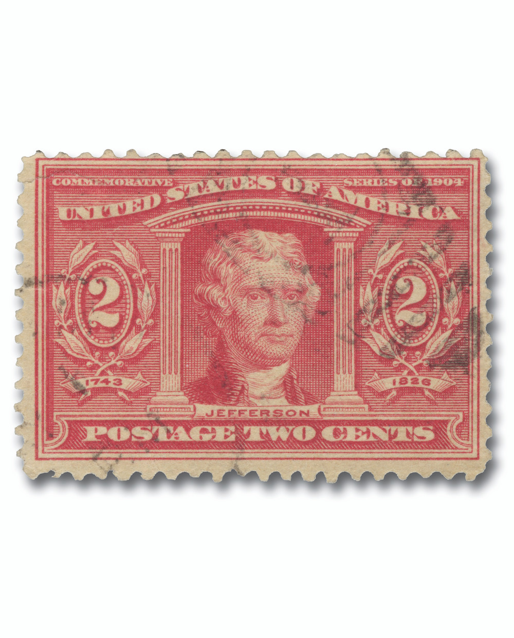 324 - 1904 2c Thomas Jefferson, Carmine - Mystic Stamp Company