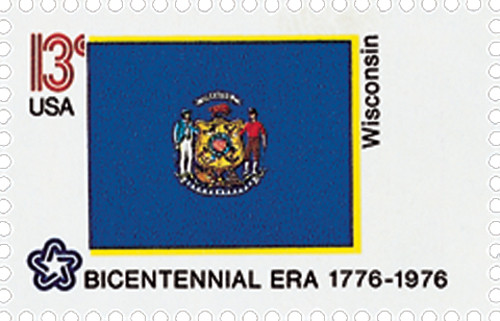 1662 - 1976 13c Bicentennial State Flags: Wisconsin - Mystic Stamp