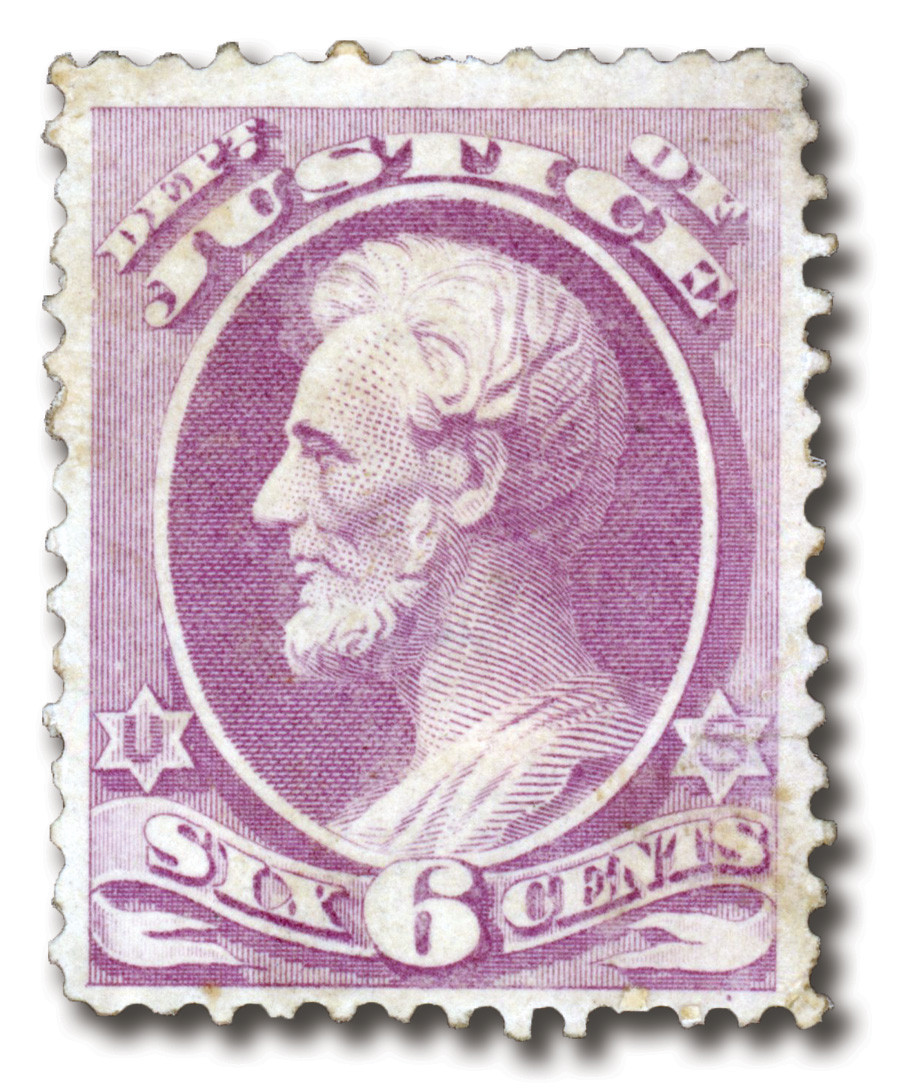 O28 - 1873 6c Abraham Lincoln, Purple, Department of Justice