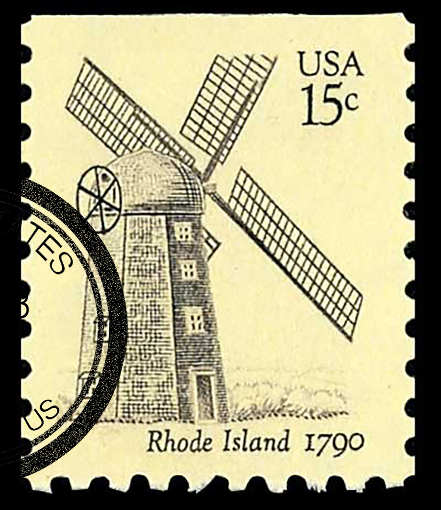 ミィ様11/3⭕️vintage 染め❗️A4 コットンバッグ　鉄錆色スペシャル‼️3 1739 - 1980 15c Windmills: Rhode Island - Mystic Stamp Company