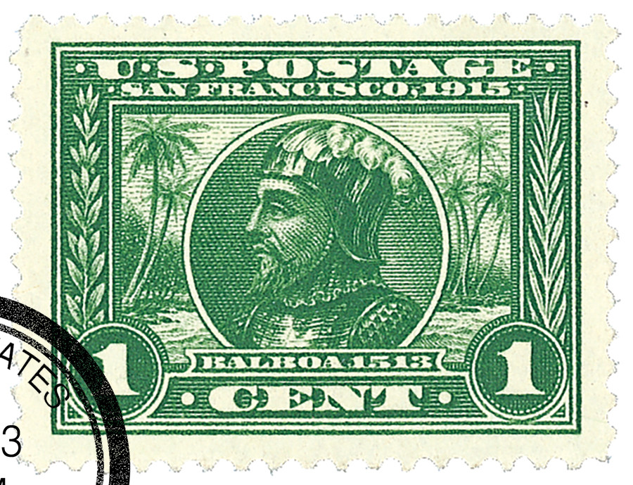 397 - 1913 1c Vasco Nunez de Balboa, Green, Perf. 12 - Mystic