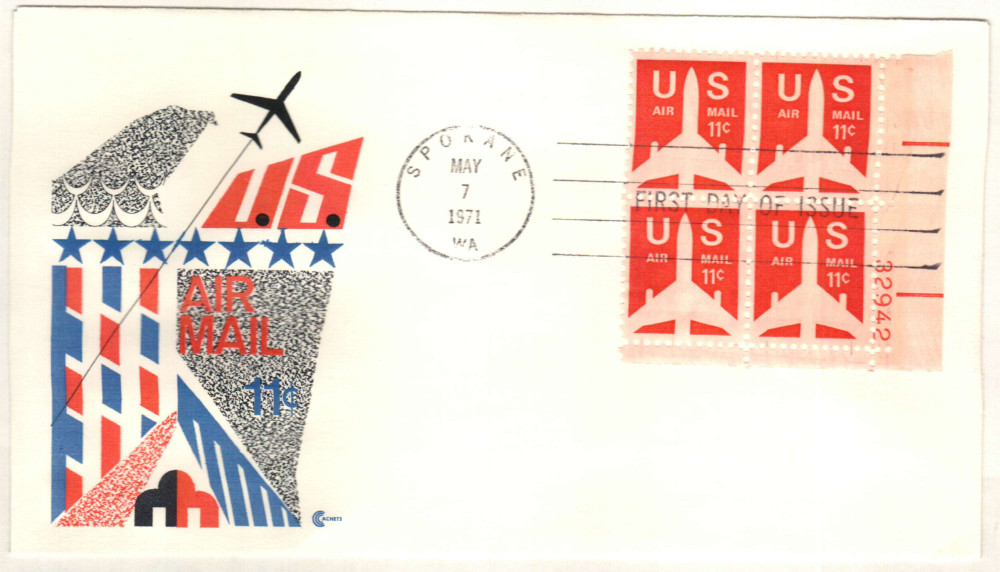 C78 - 1971 11c Silhouette of Jet Airliner - Mystic Stamp Company