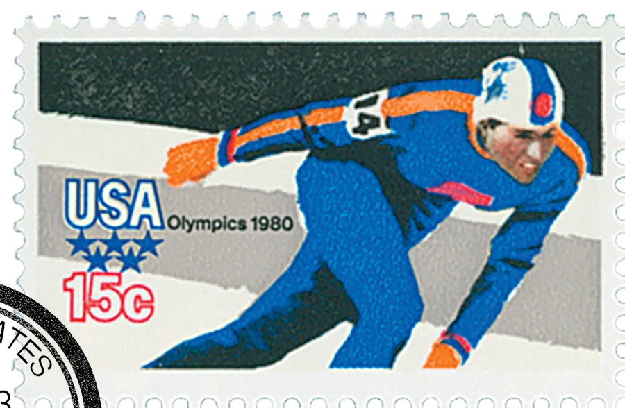 1795 - 1980 15c 13th Winter Olympic Games: Skater - Mystic Stamp