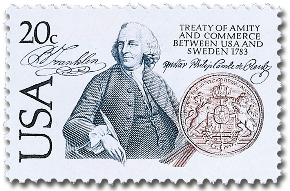 2036 - 1983 20c US & Sweden - Mystic Stamp Company