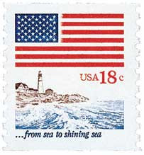 1891 - 1981 18c Flag Over Seacoast, Coil - Mystic Stamp Company