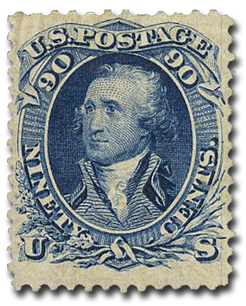 切手3 111 - 1875 90c Washington, Blue, Perf. 12 - Mystic Stamp Company