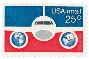 C89 - 1976 25c Plane & Globes - Mystic Stamp Company