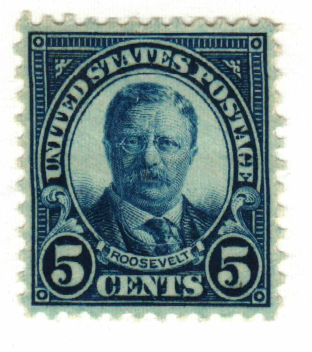 Superior price marker Stamp アンティークスタンプ 637 - 1927 5c Theodore Roosevelt, Dark Blue, Perf. 11x10.5