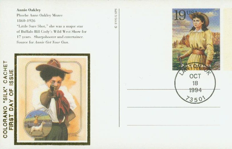 UX181 - 1994 19c Legends of the West, Annie Oakley, First Day