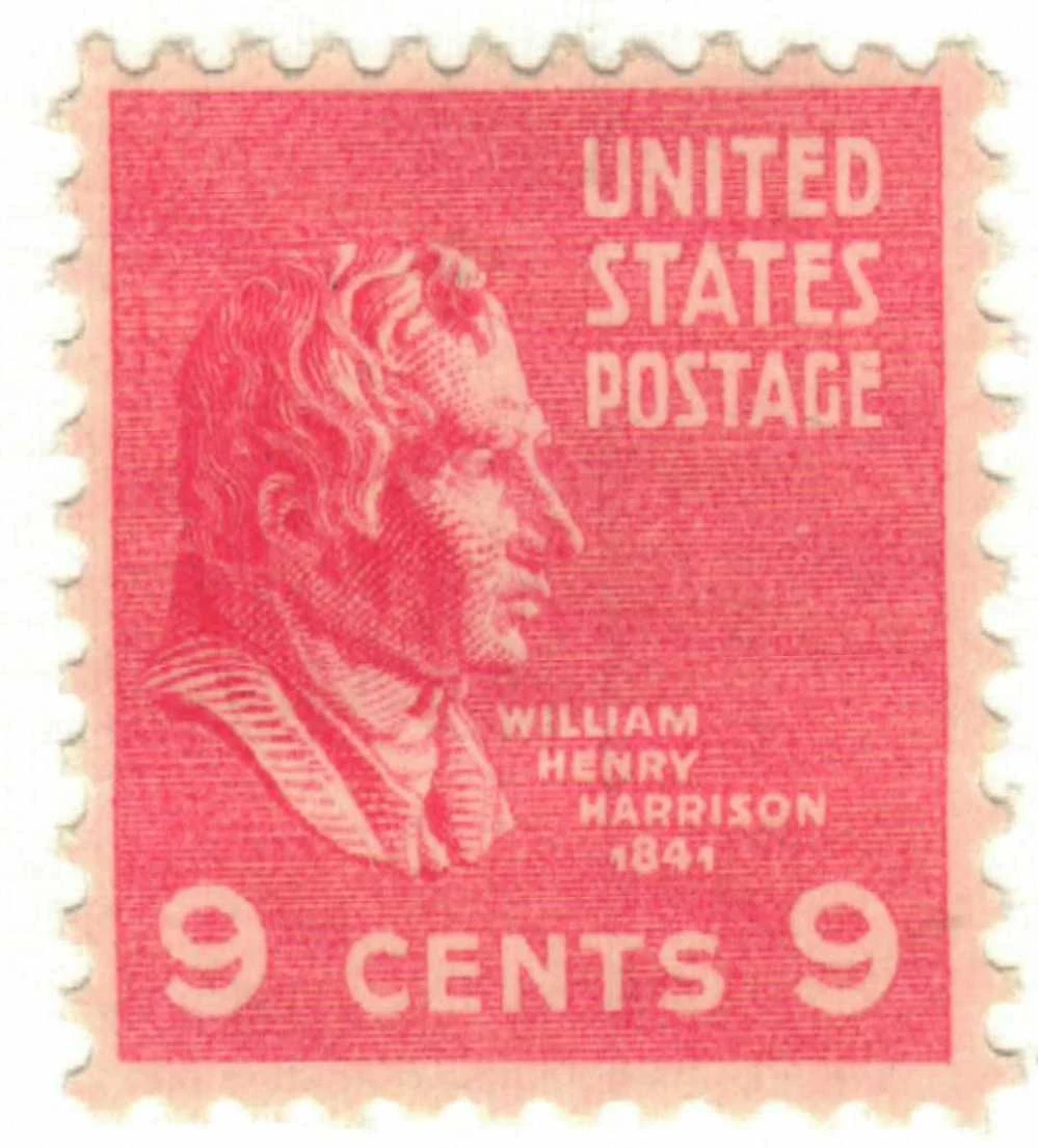 814 - 1938 9c William Henry Harrison, Rose Pink - Mystic Stamp Company
