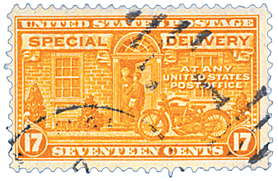 E18 - 1944 17c Special Delivery, Motorcycle Delivery, Orange