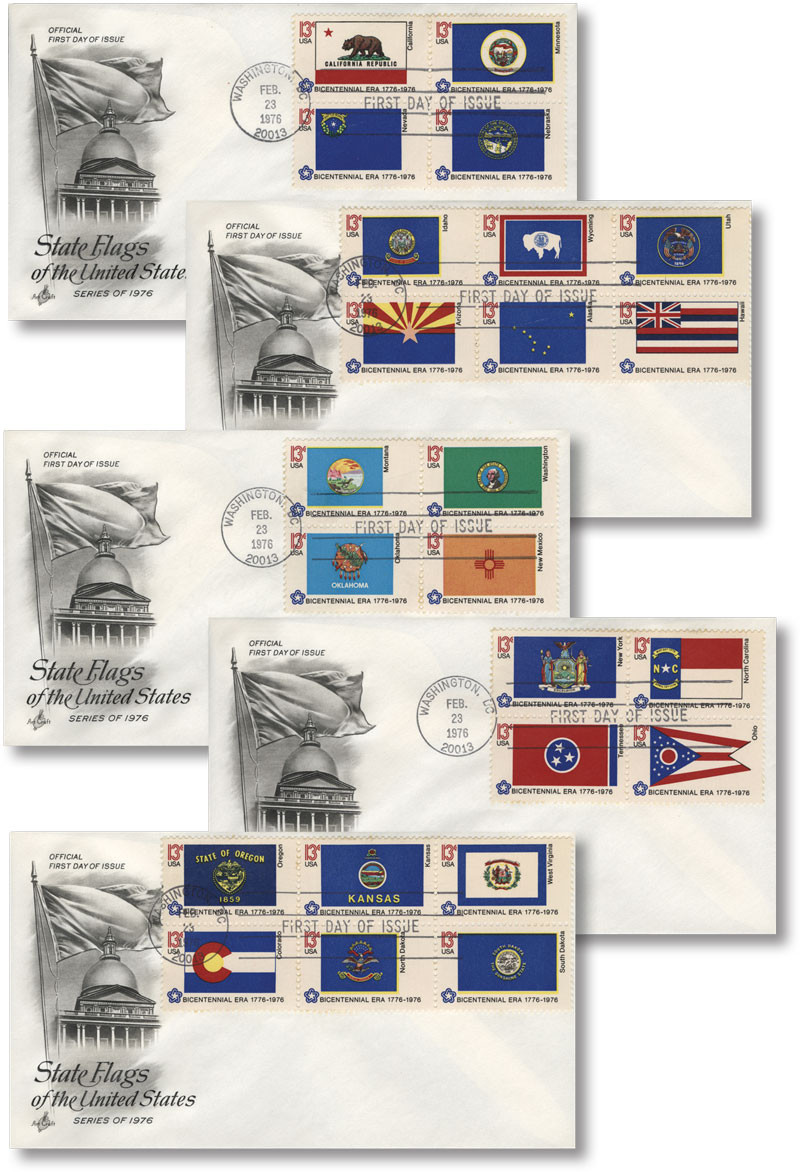 M543 - 10 different First Day Covers from the 1976 State Flag  display picture 1