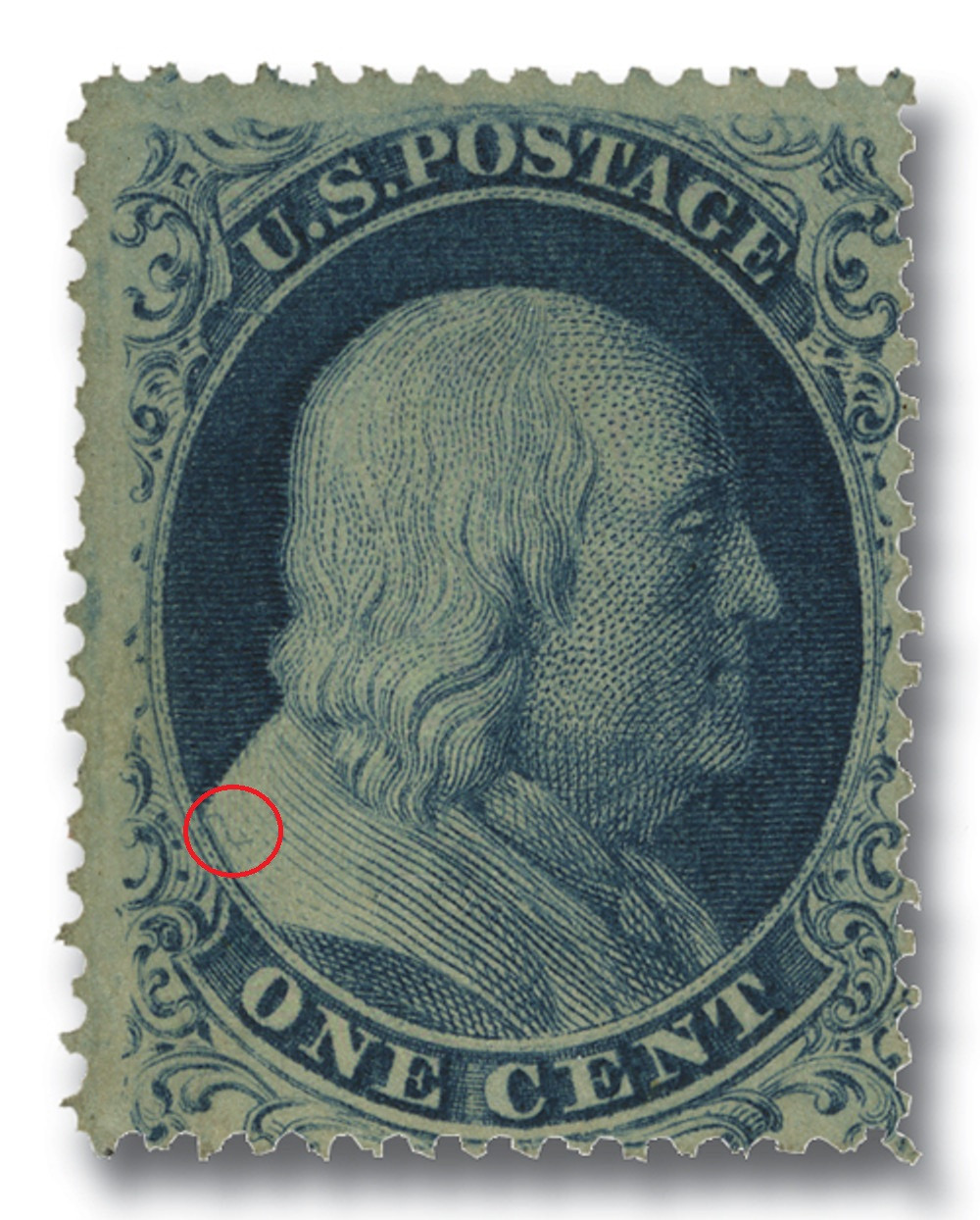 19 - 1857-61 1c Franklin, Blue, Type Ia, Perf. 15.5 - Mystic Stamp
