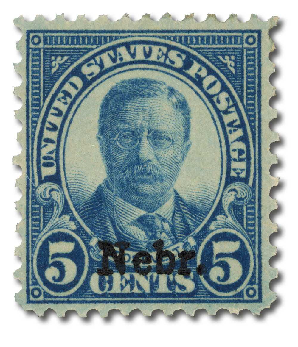 674 - 1929 5c Theodore Roosevelt, Deep Blue, Nebraska Overprint