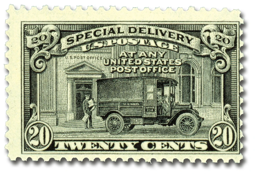 E14 - 1925 20c Special Delivery, Post Office Truck, Black, Perf