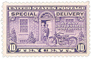 E15 - 1927 10c Special Delivery, Motorcycle Delivery, Gray Violet