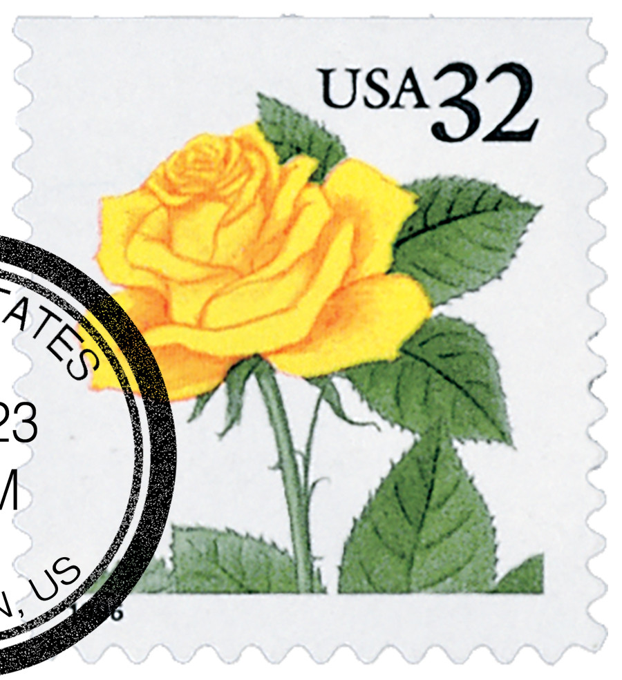 3049 - 1996 32c Flora & Fauna Series: Yellow Rose, booklet single