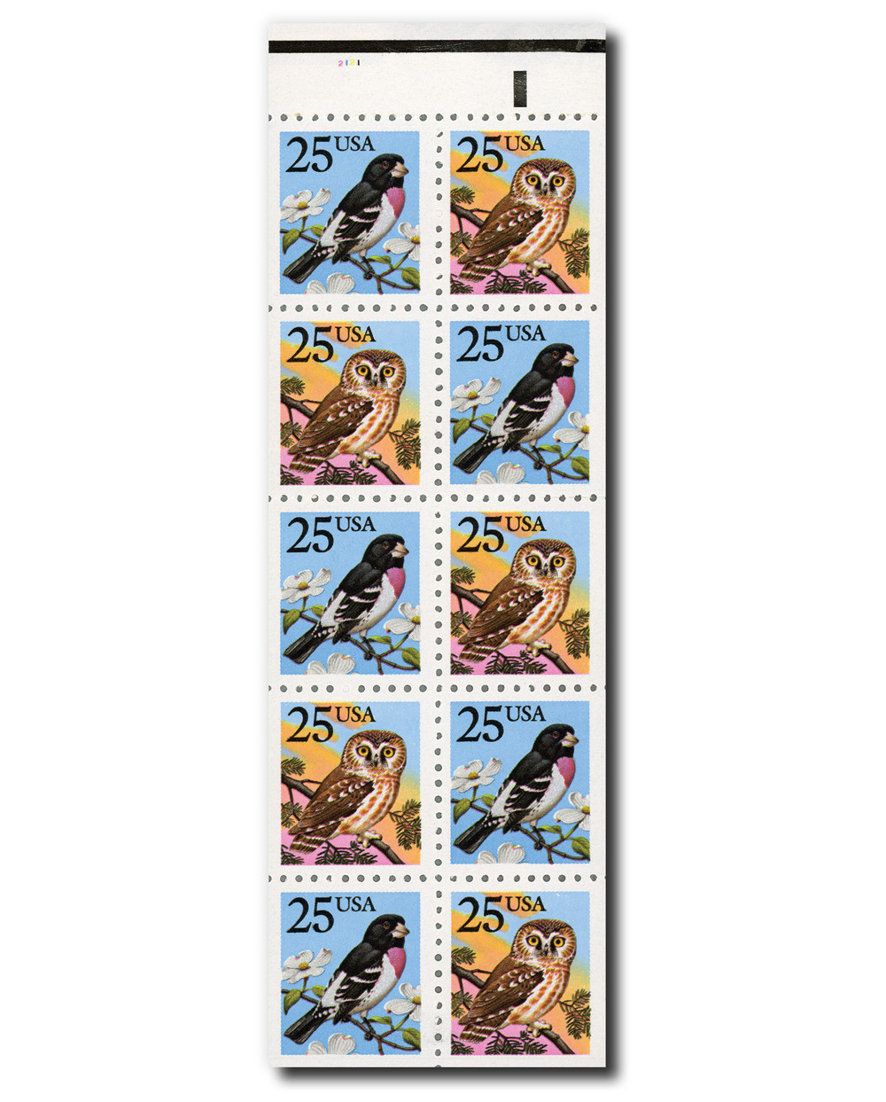 2284-85 - 1988 25c Owl & Grosbeak - Mystic Stamp Company