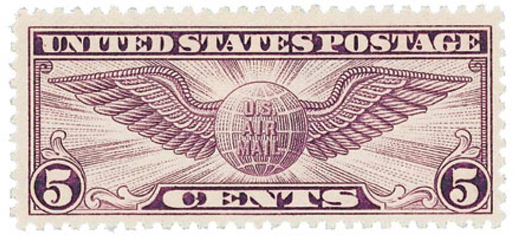 C12 - 1930 5c Winged Globe Flat Plate Perf 11 - Mystic Stamp