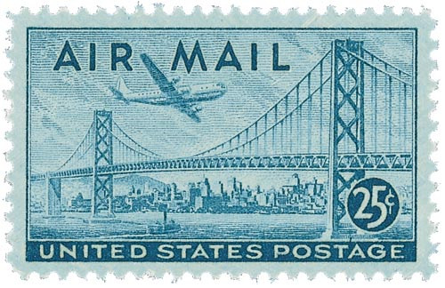 C36 - 1947 25c Plane Over Bridge - Mystic Stamp Company