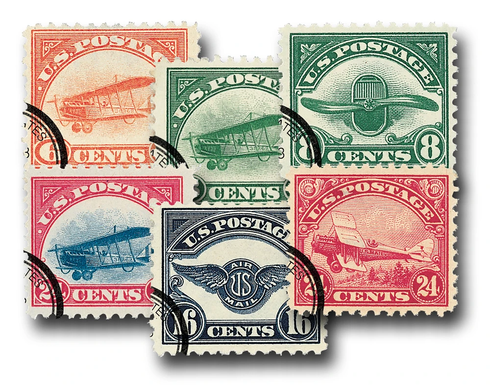 C1-6 - 1918-23 First Airmail Stamps, Complete Set of 6 - Mystic  display picture 1