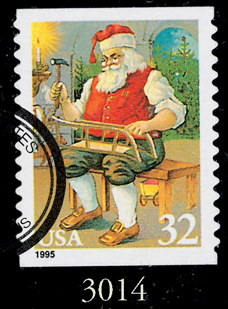 3014 - 1995 32c Santa Building a Sled, coil - Mystic Stamp Company